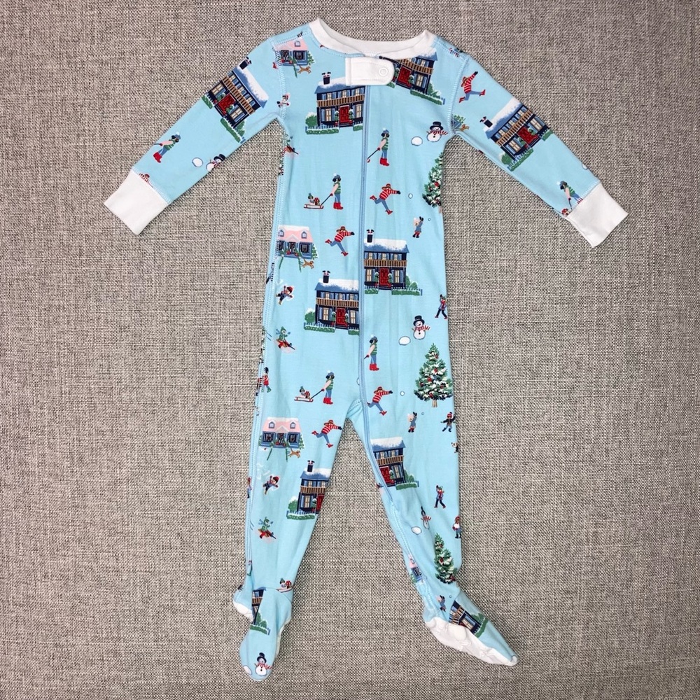 TBBC 6-12m Christmas print zip pjs EUC